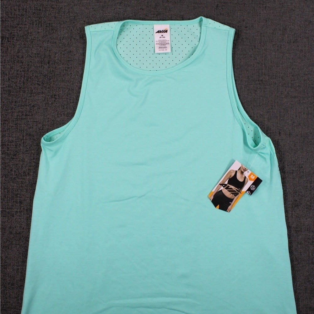 Avia Womens‎ Mint Green Perforated Mesh Back Active Tank Top Medium 8-10 NWT
